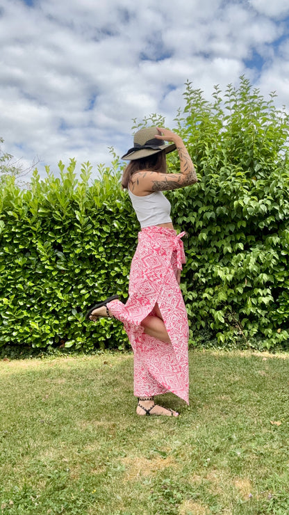 Pantalon à motif rose