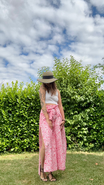 Pantalon à motif rose